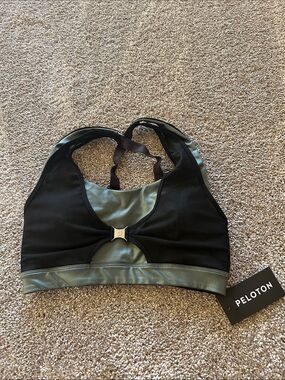 Peloton Black and Sage Green Racerback Sports Bra-XS